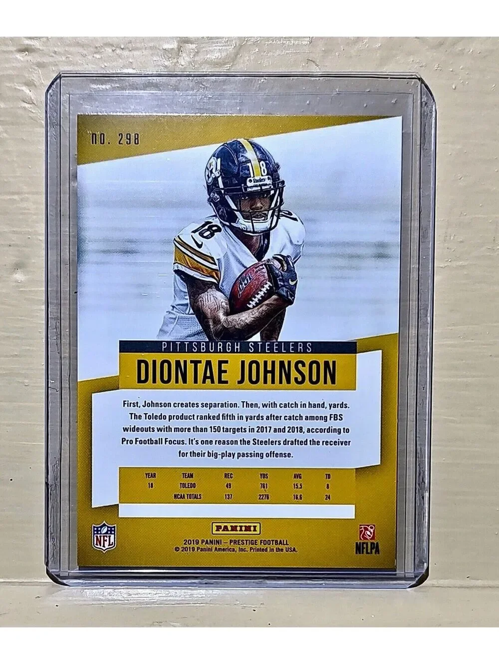 2019 Diontae Johnson Panini Prestige #298 Rookie NFL Card Steelers #133/299